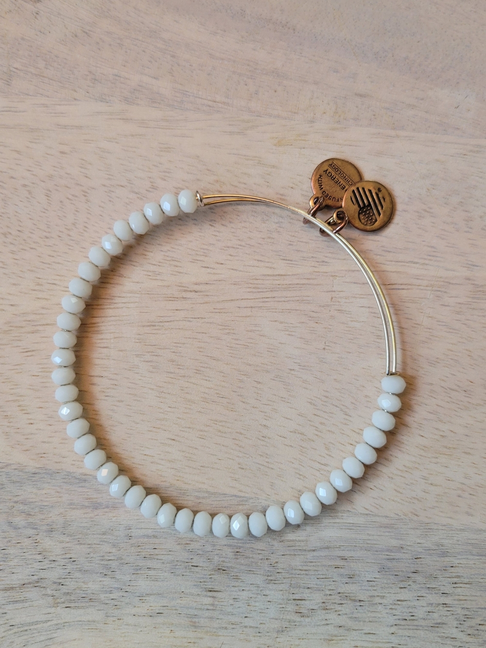 Alex and Ani Ivory Beaded Gold-Tone Expandable Bracelet